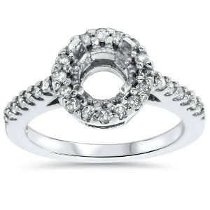 Pompeii3 1/2ct SI Pave Halo Diamond Engagement Ring Setting 14K White Gold - 1 of 4