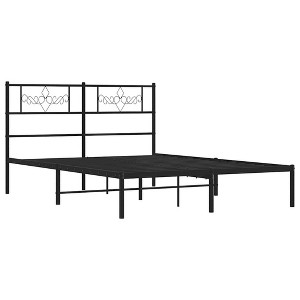 vidaXL Metal Bed Frame without Mattress with Headboard Black Full - 1 of 4
