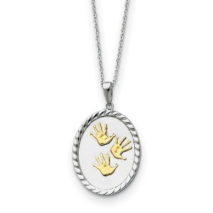 Black Bow Jewelry Rhodium & Gold Tone Plated Sterling Silver Hand Prints Necklace, 18 In - 1 of 4