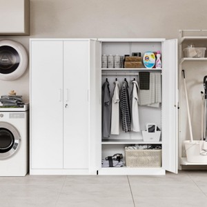 Mlezan 72" Metal Wardrobe Cabinet: Lockable, 36" x 18", Storage for Home, Gym, School, or Office. Ideal for Clothing and Equipment Organization. - 1 of 4