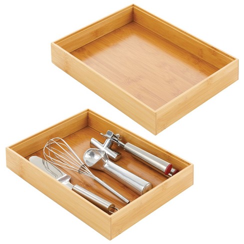 mDesign Formbu Natural Bamboo Kitchen Storage Bin Container Organizer Box, 4 Pack - 4 x 4 x 2.36
