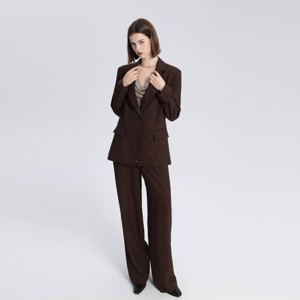Women's High-Rise Straight Leg Drawstring Pull-On Pants - A New Day™ Dark Brown - 1 of 4