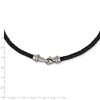 Black Bow Jewelry 5mm Woven Black Leather Stainless Steel Cord Chain Necklace, 19.5 Inch - 2 of 4