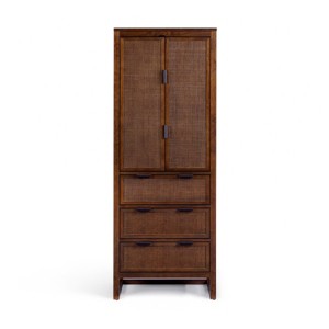Teamson Home Hatteras Linen Cabinet with Drawers & 2 Rattan Inlay Doors with Adjustable Shelf - 1 of 4