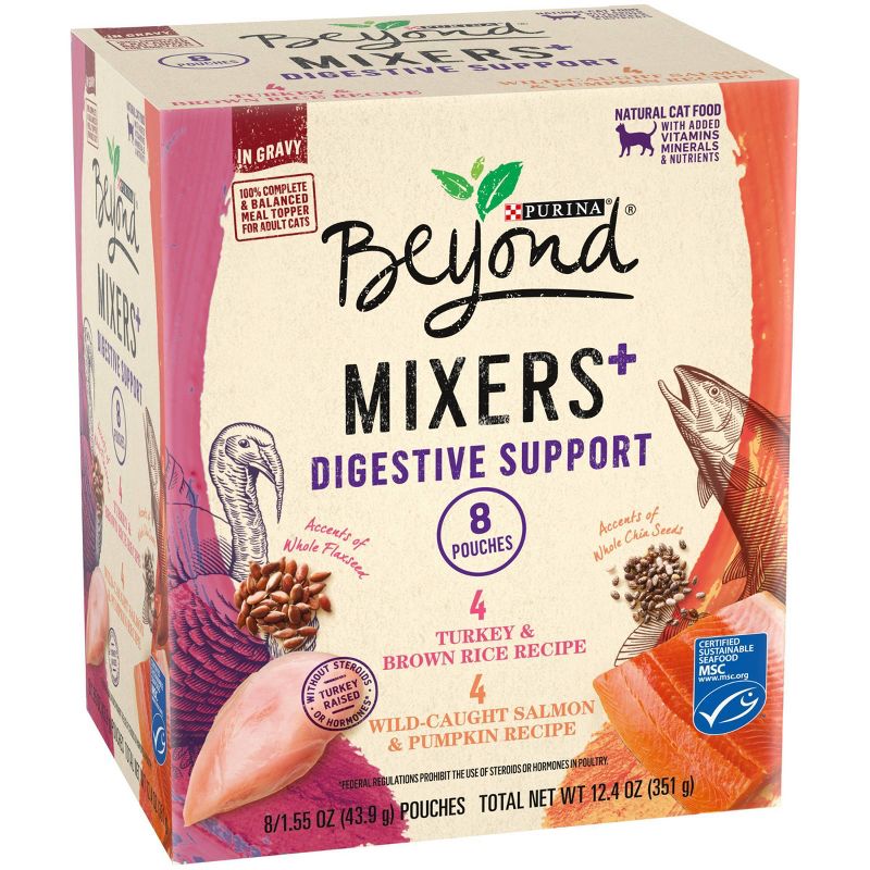 Purina Beyond Mixers Digestive Support Salmon &#38; Turkey In Gravy Wet Cat Food - 1.55oz/8ct Variety Pack, 5 of 10