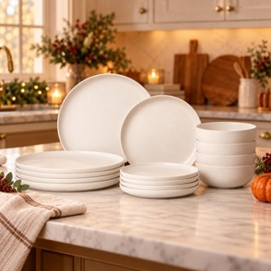 GreenElevate 12-Piece Stoneware Dinnerware Set for 4, Matte Ceramic ...