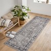 Area Rug Indoor Vintage Living Room Carpet Washable Distressed Rug Black Floral Bedroom Retro Accent Throw Rug Office Dining Room, Black - 2 of 4