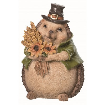 Transpac Resin Brown Harvest Woodland Animal with Bouquet