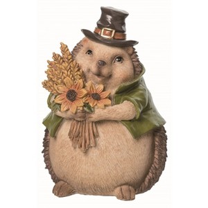Transpac Resin 6.89 in. Brown Autumn Woodland Animal with Bouquet - 1 of 2