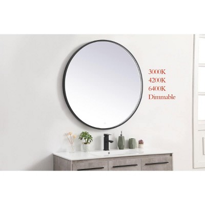 Elegant Black Aluminum LED Bathroom Vanity Mirror