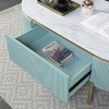 3pc Cartehena Faux Marble Coffee, Console, and End Table Set Light Teal Blue - HOMES: Inside + Out: Mid-Century Style, Gold Accents, Storage Drawer - 4 of 4