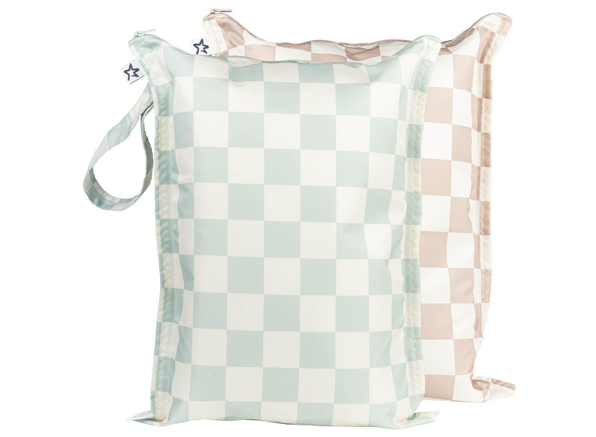 Tiny Twinkle Mess-Proof Waterproof Washable Baby/Toddler Wet Bags for Diapers, Swimsuits and Travel (Unisex Checkers)