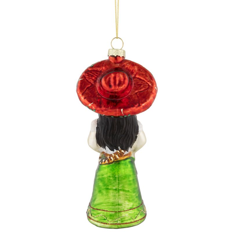 Northlight 5.75" Red and Green Latina Lady Glass Christmas Ornament, 5 of 6