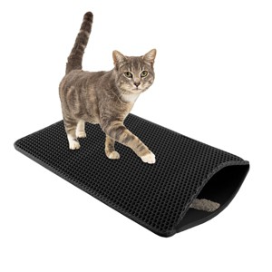 PETMAKER 24x15-Inch Double-Layer Waterproof Cat Litter Mat (Black) - 1 of 4