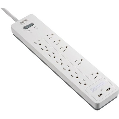 APC by Schneider Electric SurgeArrest Home/Office 12-Outlet Surge Suppressor/Protector - 12 x NEMA 5-15R, 2 x USB - 2160 J - 120 V AC Input