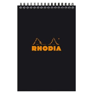 Rhodia Wirebound Notepad - Lined 80 sheets - 6 x 8 1/4 - Black cover. - 1 of 3