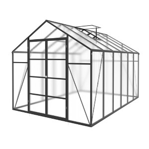 Gulches 10x12FT Windproof Polycarbonate Greenhouse High Headroom Raised Base Anchor Aluminum Heavy Duty All Season Outdoor Backyard - 1 of 4