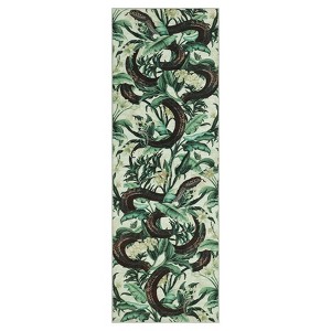 Washable Modern Farmhouse Area Rug with Sanke Print, Botanical Low Pile Soft Large Animal Print Carpet for Home Decor - 1 of 4