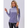 Allegra K Women's Solid Turtleneck Velvet Long Sleeve Work Basic Velour Blouse - 3 of 4