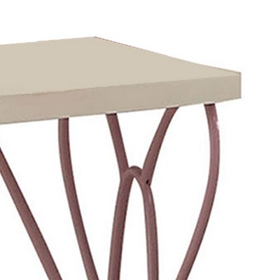 White and Light Purple Metal Butterfly Nightstand
