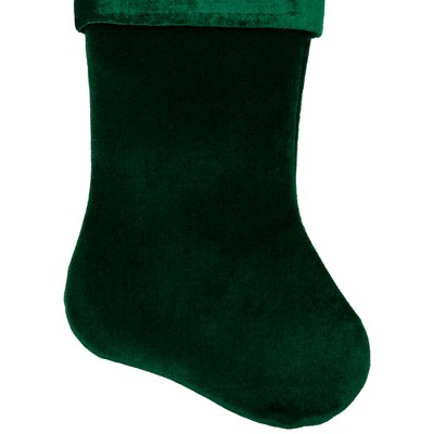 Traditional Green Velvet Christmas Stocking, 19 Inches