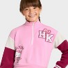 Girls' Hello Kitty Quarter Zip Fleece Sweatshirt - Burgundy/Ivory/Pink - 2 of 4