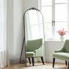 Full-Length Vintage Mirror: 62.4x24.96", Carved Wooden, Black, Right Angle Arch, Bracket Included - 2 of 4