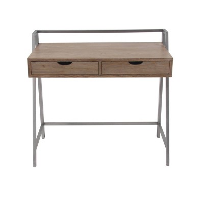Modern 2 Drawer Desk Brown - Olivia & May