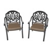 SKRAN Cast Aluminum Patio Dining Chair Set with Black Frame and Brown Cushions -  Outdoor Garden Furniture Set - 2 of 4