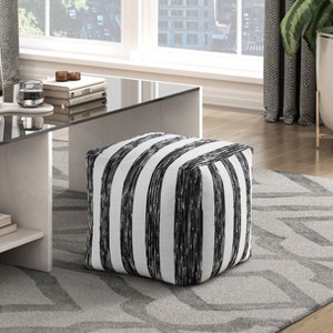 Kumasinova 16"H Square Pouf Jacquard Upholstery Ottoman for Living Room,Footrest Stool Non-Slip Bean Bag Chair,300lbs Max,Zebra Stripes - 1 of 4