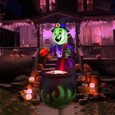 SYNCFUN 6 FT Halloween Inflatable Decoration, Witch with Cauldron, with Build-in LEDs for Halloween Outdoor, Yard, Garden, Lawn Decoration