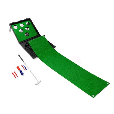 YardGames 20 x 22 Foot Putter Pong and Golf Mat Indoor Outdoor Backyard Lawn Multi Player Family Game for Kids and Adults, Green