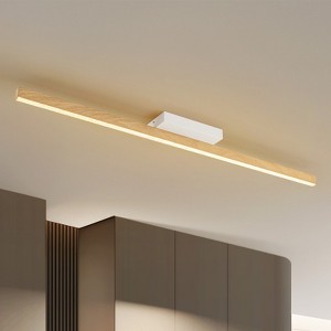 Rennnsan Glouren 39"W Linear Wooden Farmhouse LED Dimmable Wall Sconce Flush Mount in Beige - 1 of 4