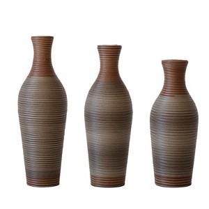 Gulches Set of 3 Desktop Vase, Brown Decorative Floor Vase, Classic Neat Floor Vase, High Independent Flower Stand, Artificial Vine Vase, Home Decor - 1 of 4