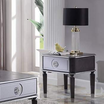 24" House Beatrice Accent Table Charcoal/Light Gray Finish - Acme Furniture