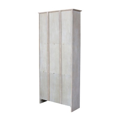 Washed Gray Taupe 72" Solid Wood Bookcase with Doors