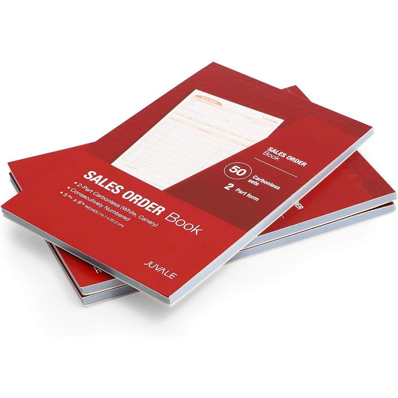 Pack of 3 Sales Order Book, 50-Set Carbonless Invoice per Book, 2 Part Form, for Issuing Invoices, 3 of 8