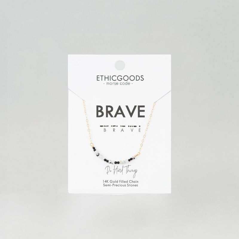 ETHIC GOODS Women's Dainty Stone Morse Code Necklace [BRAVE], 3 of 7