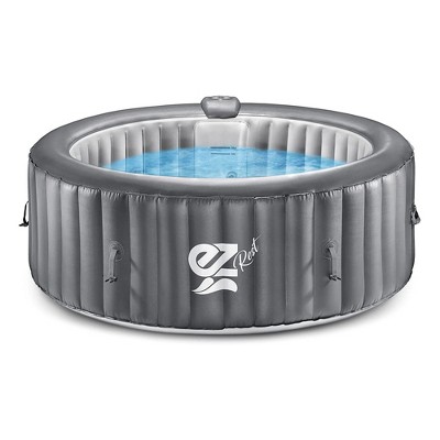 SereneLife Outdoor Portable 6 Person Inflatable Round Heated Spa Hot Tub Spa with 130 Bubble Jets, Filter Pump, Remote Control, and LED Lights