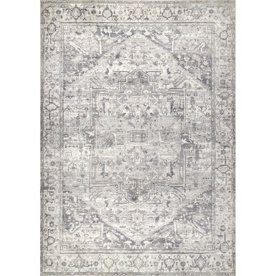 8'x10' Rectangle Loomed Medallion Area Rug Gray - nuLOOM