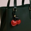 Anna-Kaci Faux Leather Cherry Heart Keychain with Black Leaf Strap and Gold Rivet Detail - Red - 2 of 4