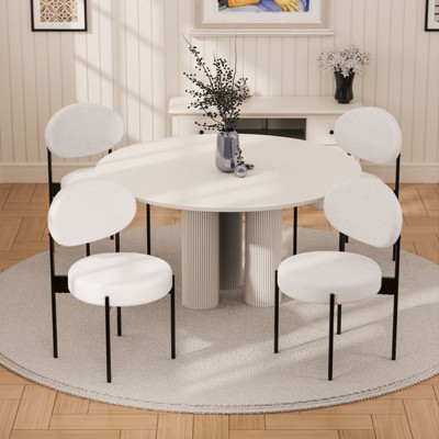 WARMOUNTS Set of 4 Upholstered Modern White Soft Dining Chairs