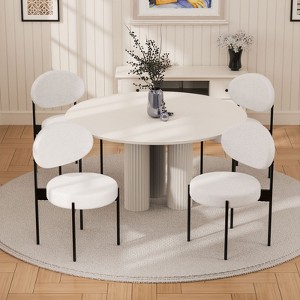 WARMOUNTS Set of 4 Upholstered Modern White Soft Dining Chairs - 1 of 4