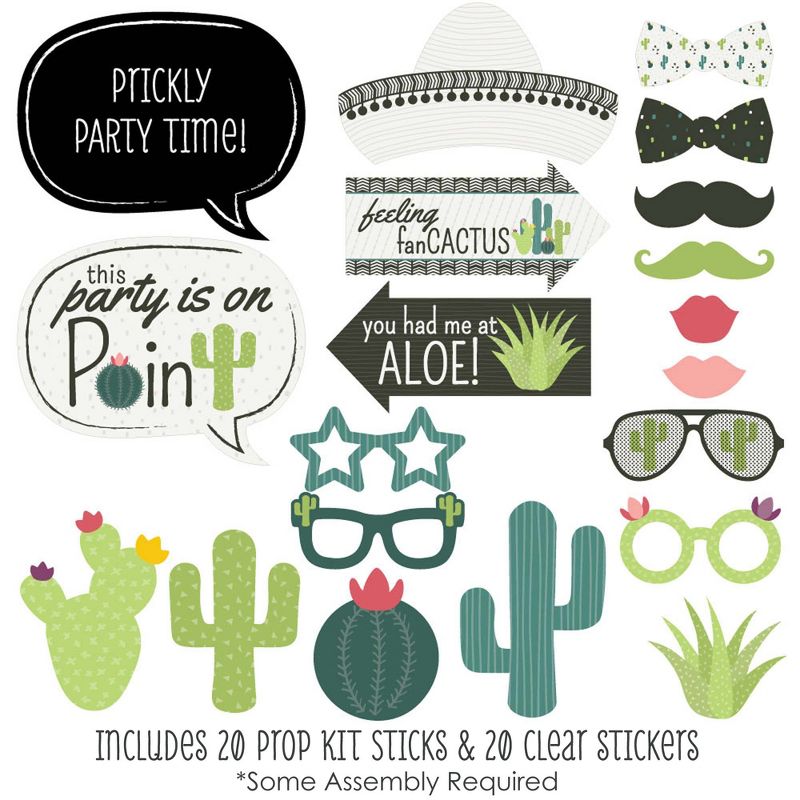 Big Dot of Happiness Prickly Cactus Party - Fiesta Party Photo Booth Props Kit - 20 Count, 2 of 8