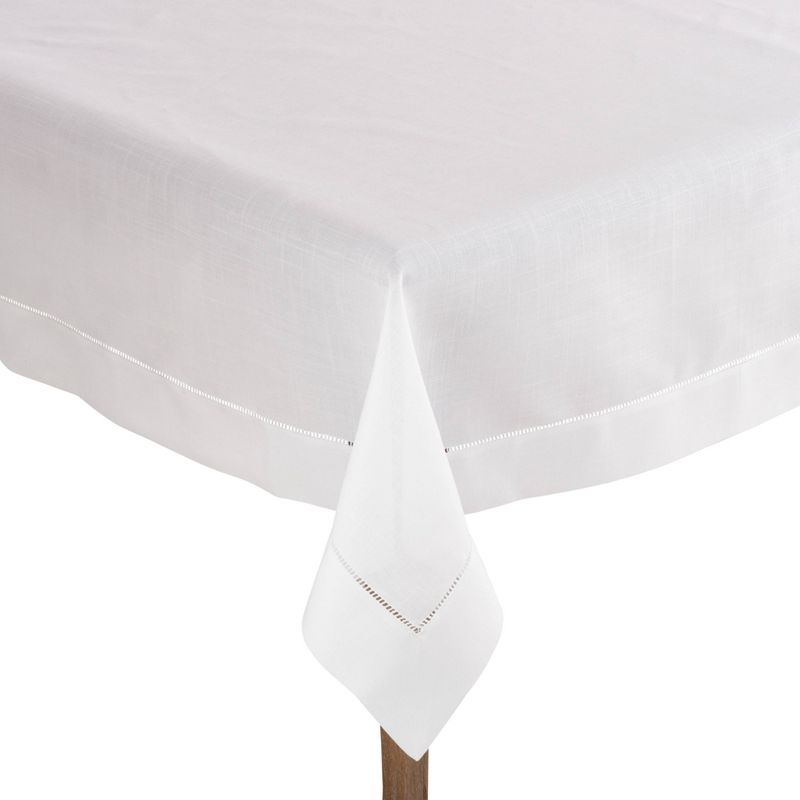 60&#34;x60&#34; Square Tablecloth with Hemstitch Border Design White - Saro Lifestyle, 3 of 6