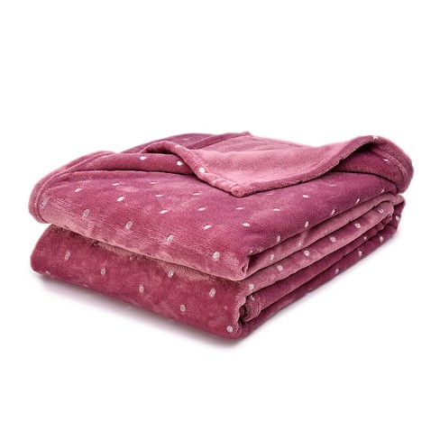 Fleece Plush Throw Blanket Medium Weight Fluffy Soft Decorative Bedding Throw Mauve Blue Nile Mills