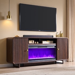 Fireplace TV Stand for Up to 80 inch TVs, Modern Entertainment Center with 36" Electric Fireplace & Adjustable Shelves for Living Room - 1 of 4