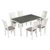 Whisen 7-Piece Dining Table Set with 6 Upholstered Chairs - White&Gray - 3 of 4