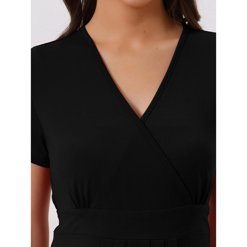 cheibear Women's Tie Back Casual V-Neck Maternity Short Sleeve Lounge Dress, 4 of 6