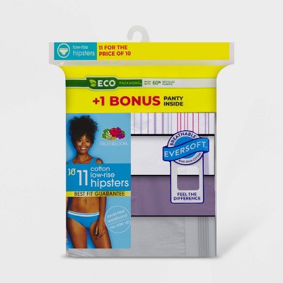 Fruit Of The Loom Women's Cotton Low-rise Hipster Underwear 10+1 Free Bonus  Pack : Target